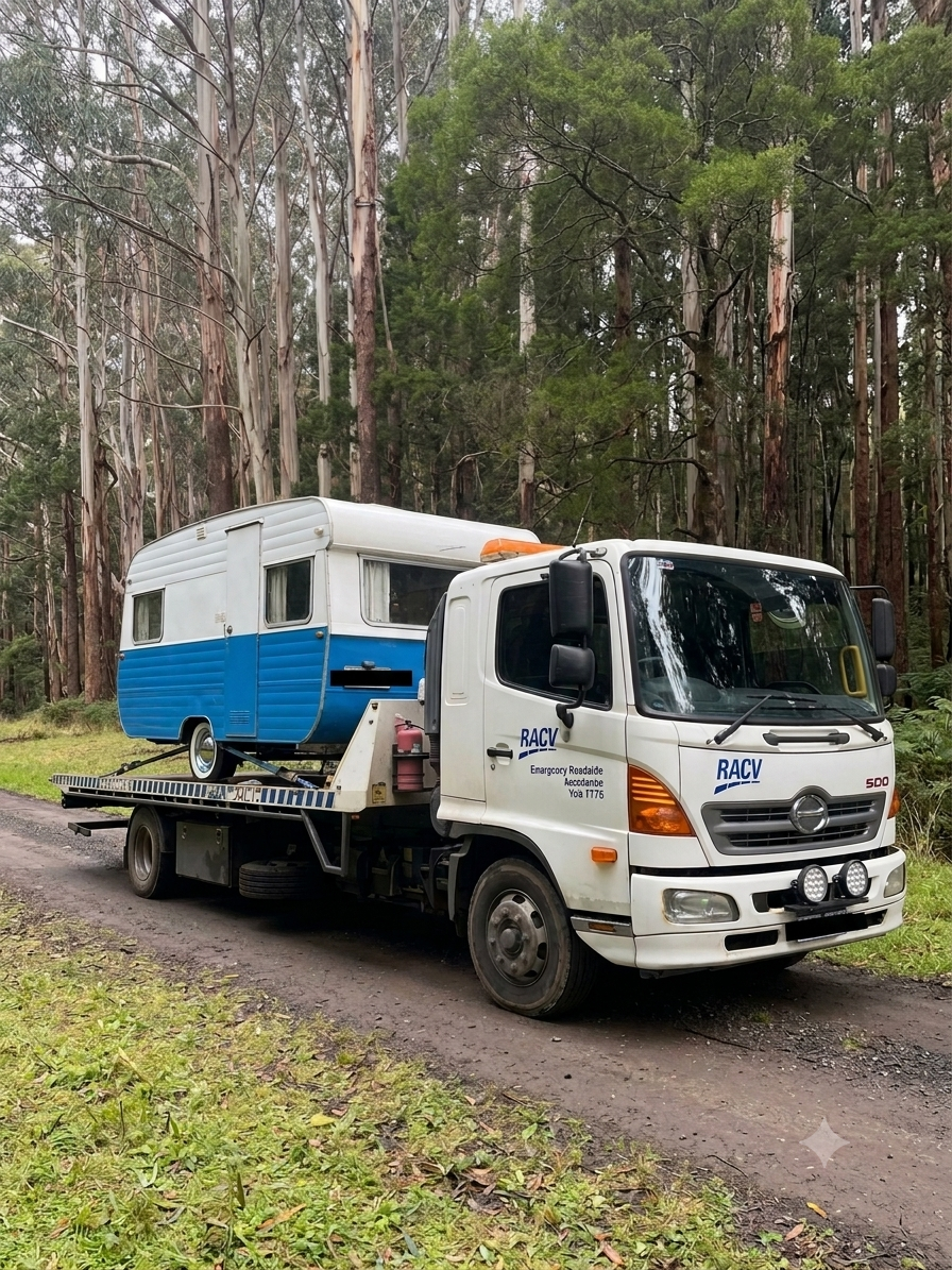 Coast Auto Recovery technician on-site recovering a caravan
